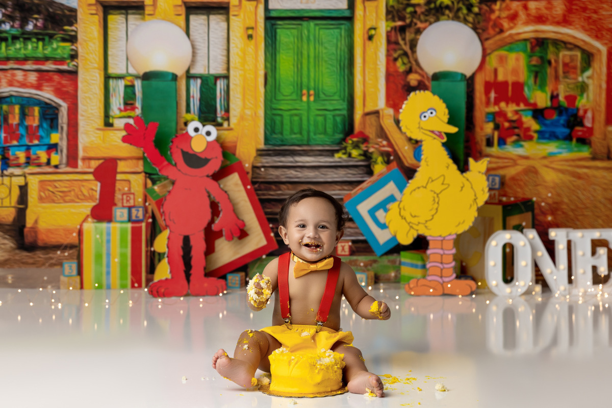 Cawaii Photography first birthday cake smash portrait in Greenville, TX